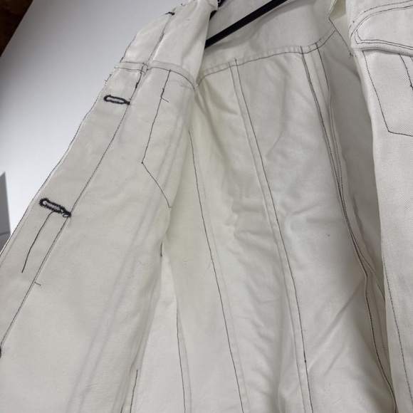 White Jean Jacket Denim Toile Size Small - Picture 5 of 8